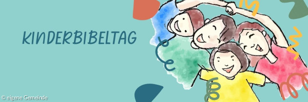 lachende Kinder neben Kinderbibeltag-Logo