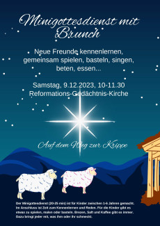 Plakat zwei Schafe sind mit dem Stern auf dem Weg nach Bethlehem